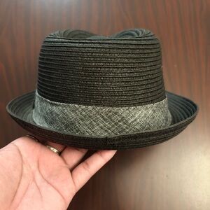 The Hatter Company dark gray straw tweed Fedora hat